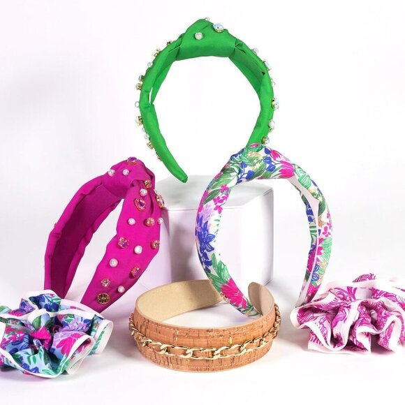 Hair Scrunchies Set of 2 Ruffled Polyester for Thick or Thin Hair Women
